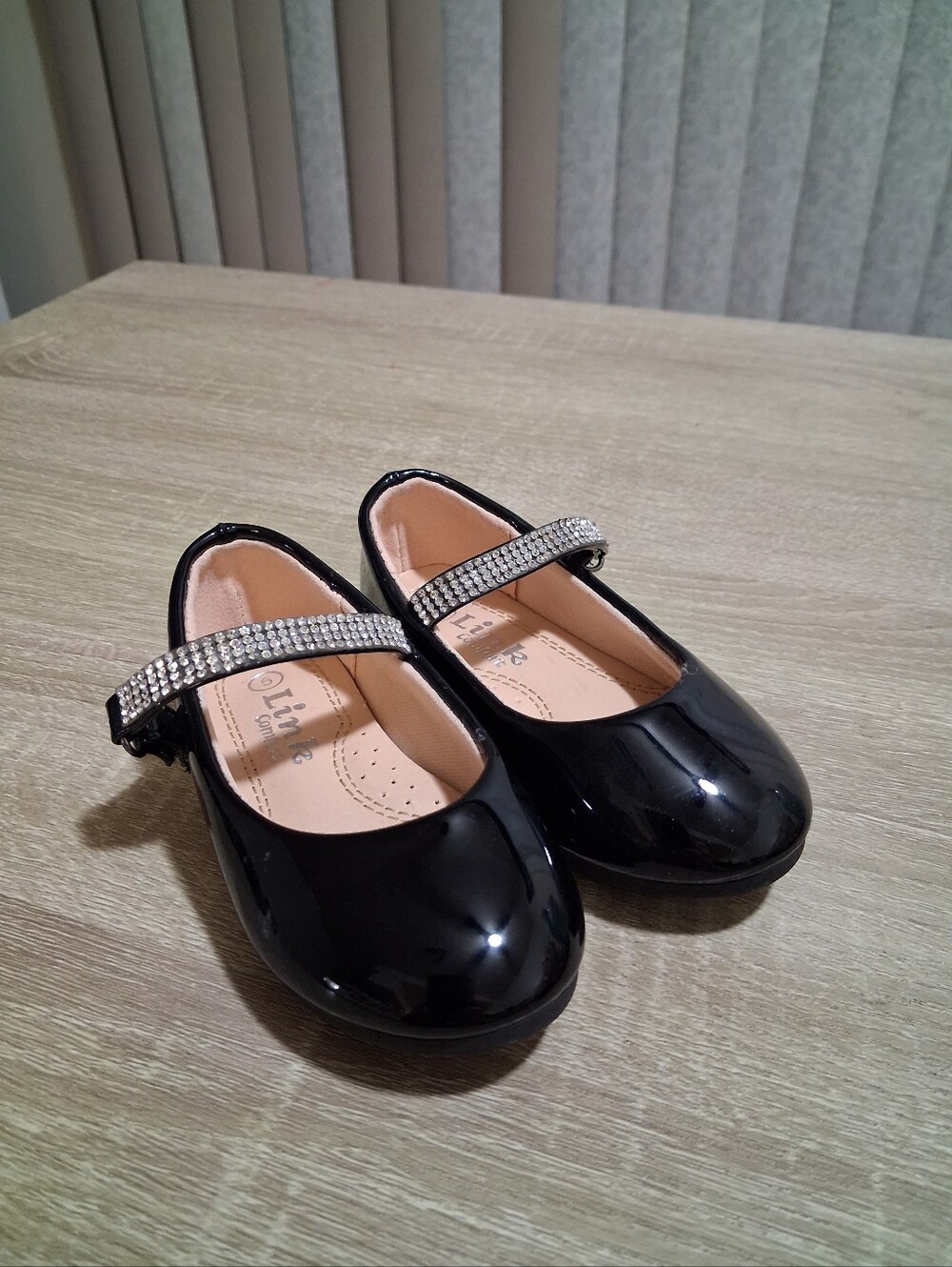 Glos Black Mary Jane Shoes with Rhinestone Strap Toddler 5c